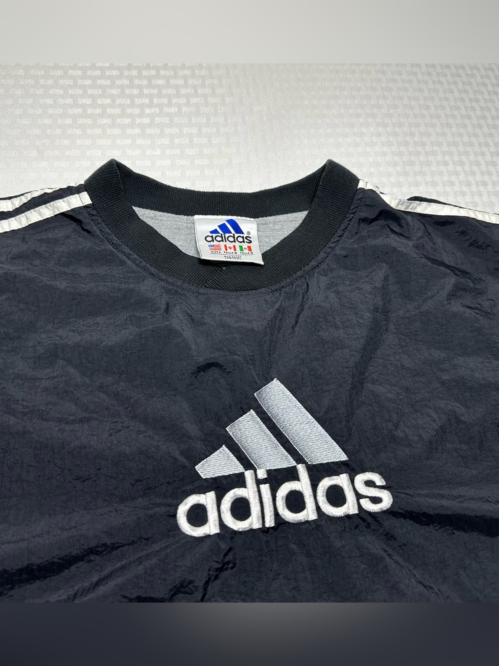 VTG 90s Adidas 3-Stripe OG Hip Hop Black Windbreaker Track Jacket Men's L Lined